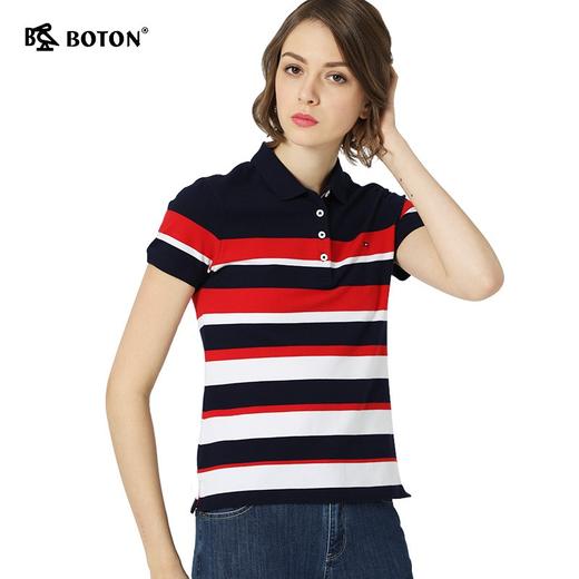 波顿夏装微弹力修身女款翻领舒适百搭polo衫LT199219 商品图1