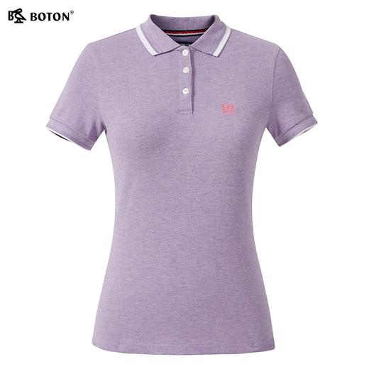 波顿夏季修身纯色保罗Polo衫女翻领短袖t恤高级感气质上衣LT270222 商品图4