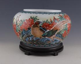 釉下五彩锦上添花卧龙缸