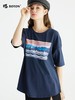波顿夏季宝蓝色短袖t恤女印花宽松显瘦圆领纯色上衣LT277222 商品缩略图1