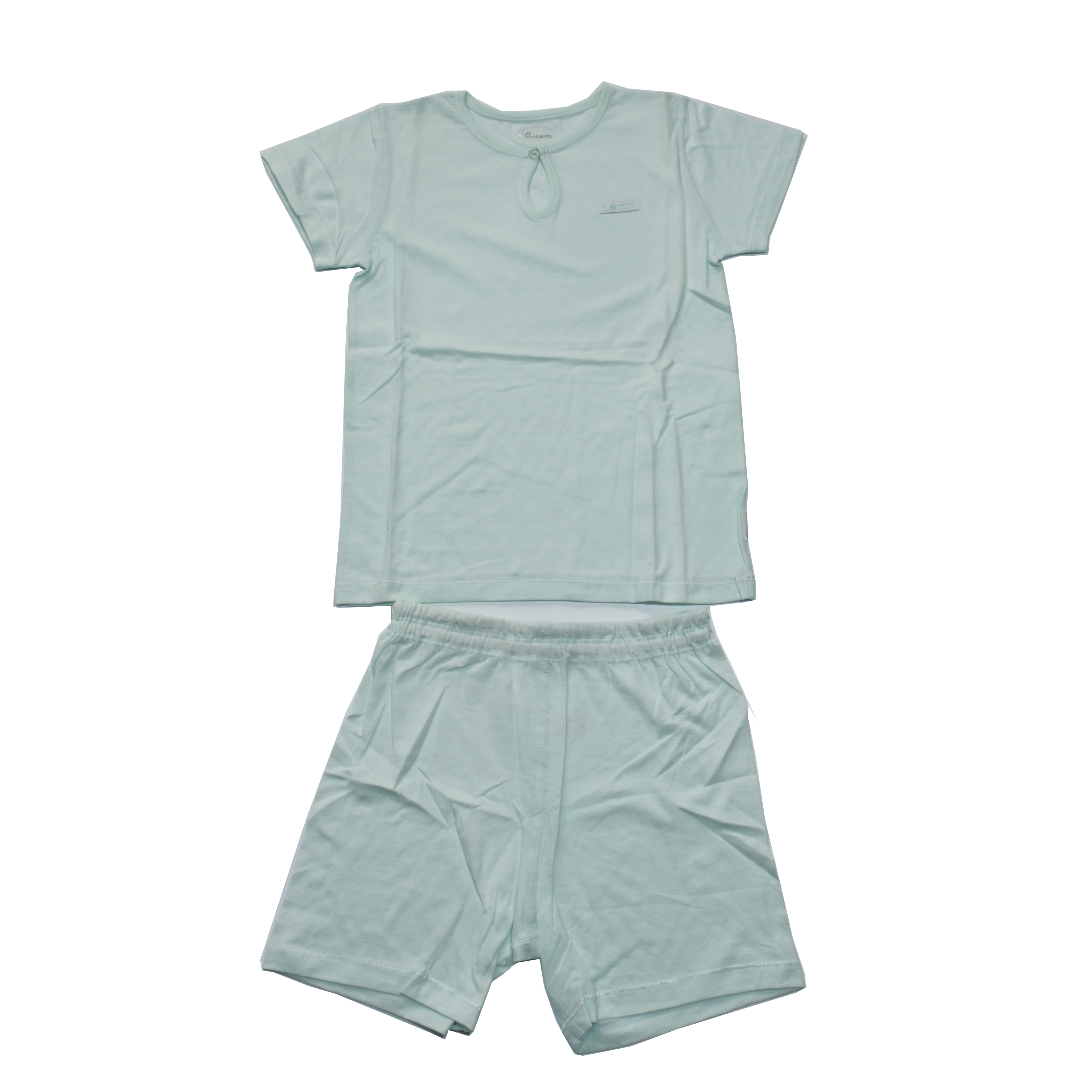 丽婴房-内衣类（夏）A7N 素色提花一粒袖短袖套装