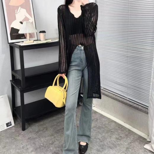 新款夏【V领镂空针织衫上衣】开叉长款防晒罩衫 叠穿的层次感温柔又气质 商品图3