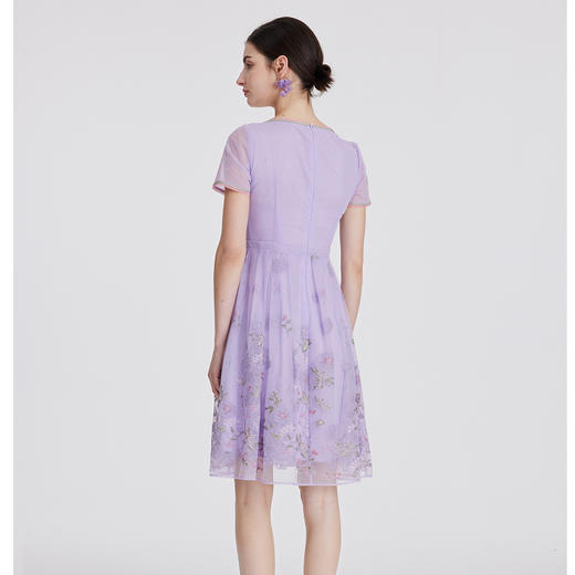 司歌网纱刺绣连衣裙短袖显瘦A891055X 商品图3