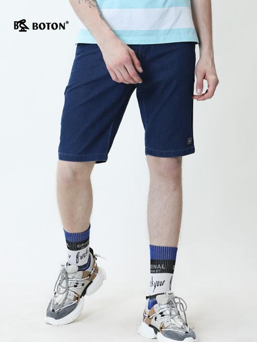 波顿夏季薄款男士中蓝高端品牌牛仔短裤直筒休闲宽松五分中裤MF709220 商品图1