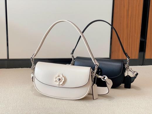 蔻家2024新款包包女山茶花玫瑰单肩斜挎包白月光马鞍包腋下小包 商品图0