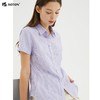 波顿格子衬衫女2024年夏季薄款新款翻领短袖紫格清新百搭休闲上衣LS817222 商品缩略图1