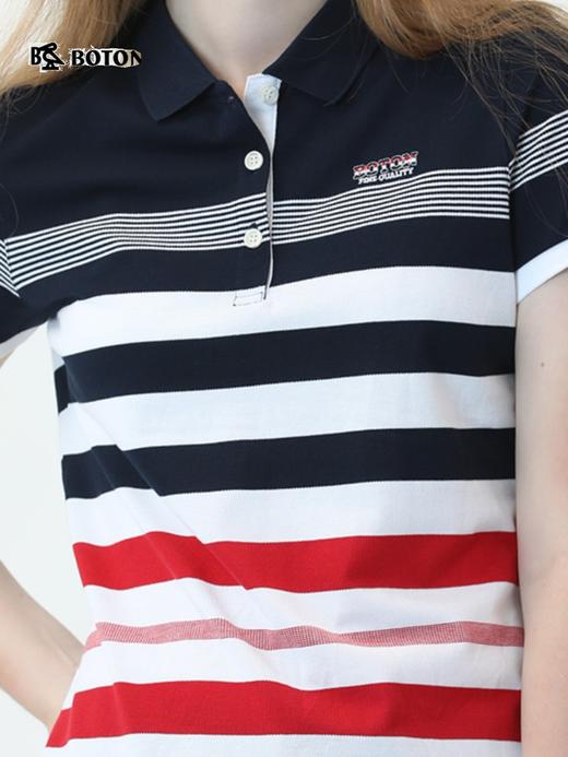 Boton_波顿夏季条纹Polo衫潮流休闲女装修身休闲短袖美式上衣LT209220 商品图3