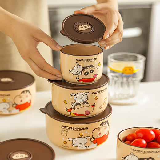 摩登主妇&蜡笔小新陶瓷饭盒微波炉加热上班族专用便当保鲜碗 商品图2