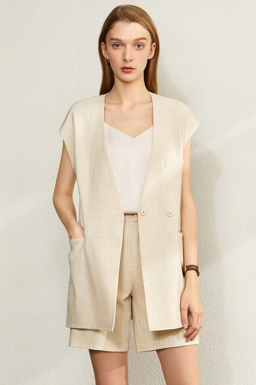 AMII/艾米 V领配腰带马甲休闲短裤套装 12512 商品图4