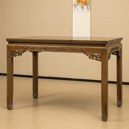 清 红木束腰马蹄腿回纹画桌 商品图4