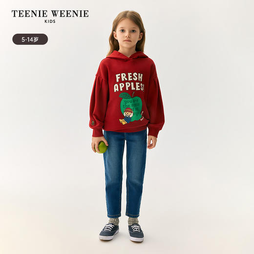 TeenieWeenie Kids小熊童装秋季童泡泡袖连帽中长卫衣TKOM247741N 商品图0