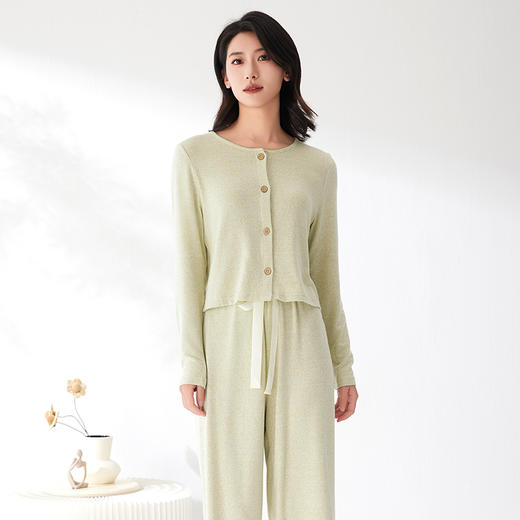 爱帝法式小香风云感柔软花纱针织长袖家居服套装 商品图9