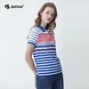 波顿夏季女士条纹纯棉美式polo衫短袖拼接印花上衣t恤LT213220 商品缩略图1