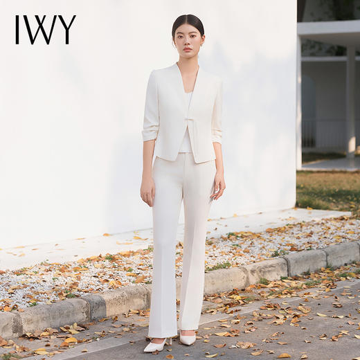 IWY/气质白色新中式西装套裤女夏季薄款高端商务白领职业装美容院正装C14240+P34240 商品图4