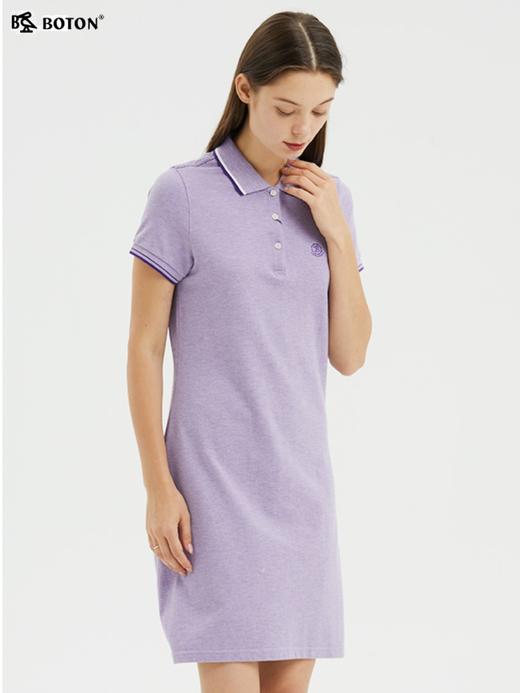 波顿针织纯棉polo连衣裙女夏季法式设计感休闲运动风纯色短袖中裙LD228221 商品图1