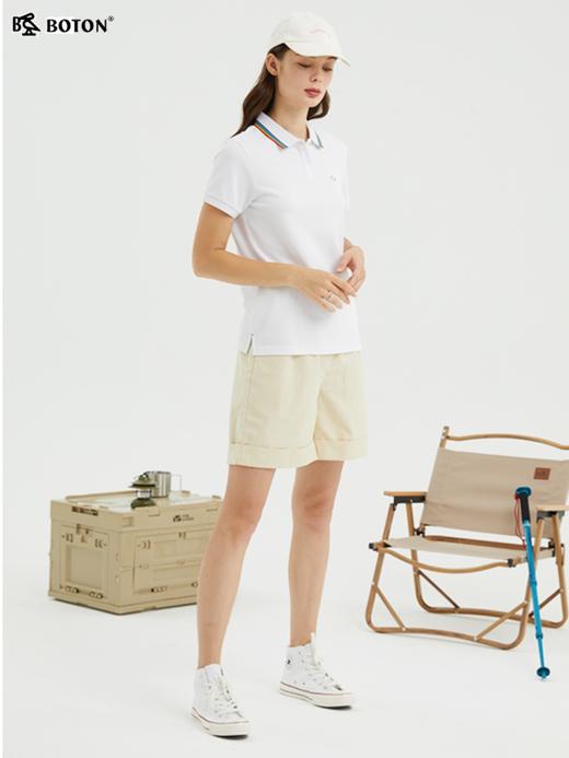 波顿夏季休闲白色运动保罗Polo衫女翻领修身纯棉短袖t恤LT269222 商品图4
