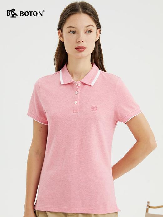 波顿夏季修身纯色保罗Polo衫女翻领短袖t恤高级感气质上衣LT270222 商品图1