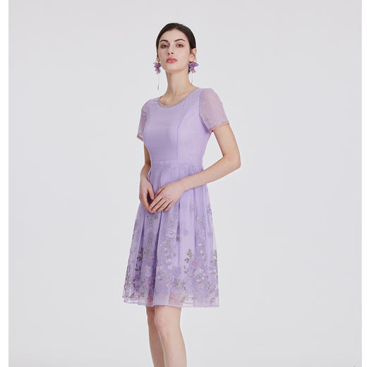 司歌网纱刺绣连衣裙短袖显瘦A891055X 商品图2