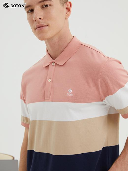 波顿男装夏季条纹polo衫男短袖潮牌宽松潮流百搭时尚拼色t恤上衣MT896222 商品图2