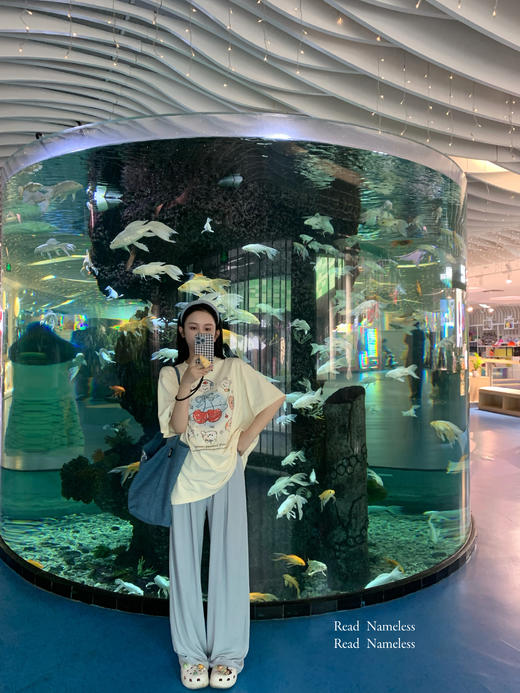 Read Nameless /冰爽澳棉樱桃宠物T+铜氨丝罗纹蓝色垂垂裤 商品图4