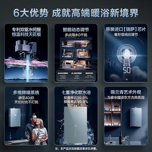 卡萨帝（Casarte）16升燃气热水器天然气【CWV3】 双驱水伺服 母婴级恒温 静音下置风机 JSQ31-16CWV3FVXGU1 商品图1