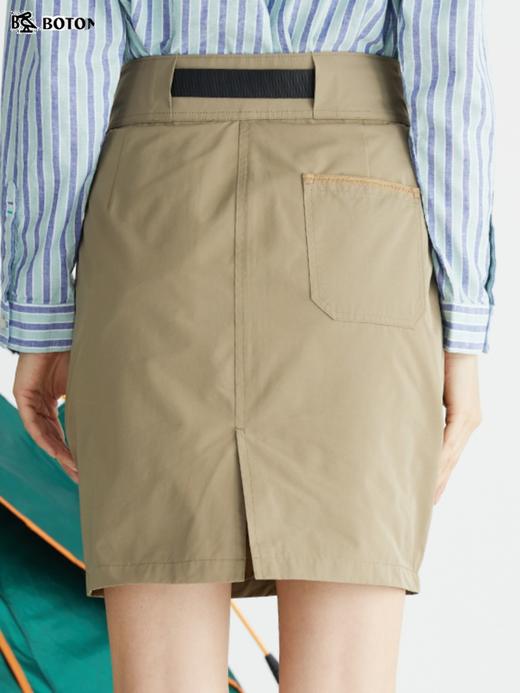 波顿工装A字半身裙女夏季复古时尚宽松气质显瘦系腰后开叉短裙子LK209222 商品图2