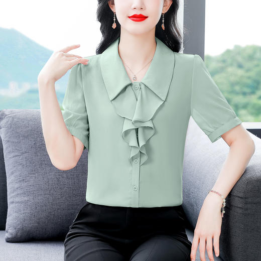 法式简约气质荷叶边，设计感时尚纯色衬衣KQL-369H1865 商品图2
