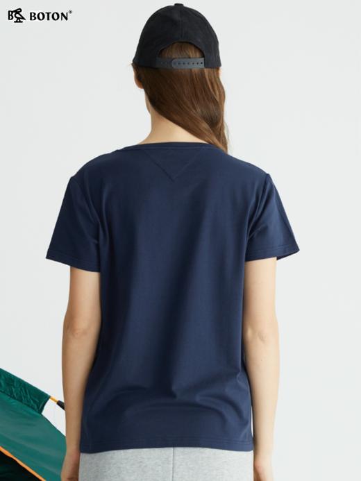 波顿短袖t恤女宝蓝夏季宽松百搭圆领设计感上衣LT276222 商品图4