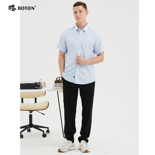 波顿男士夏季透气高端纯棉短袖衬衫免烫纯色商务休闲衬衣MS890222 商品图4