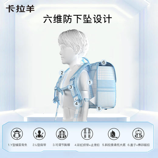 卡拉羊中学生24L/26L防下坠减负立体方包 氧气森林CX5151/L 商品图3