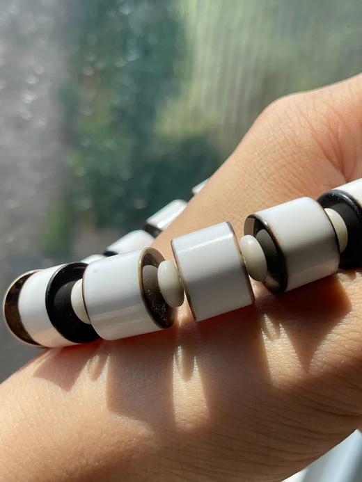 天然黑边白玛瑙剁珠手链，顺丰包邮 商品图8