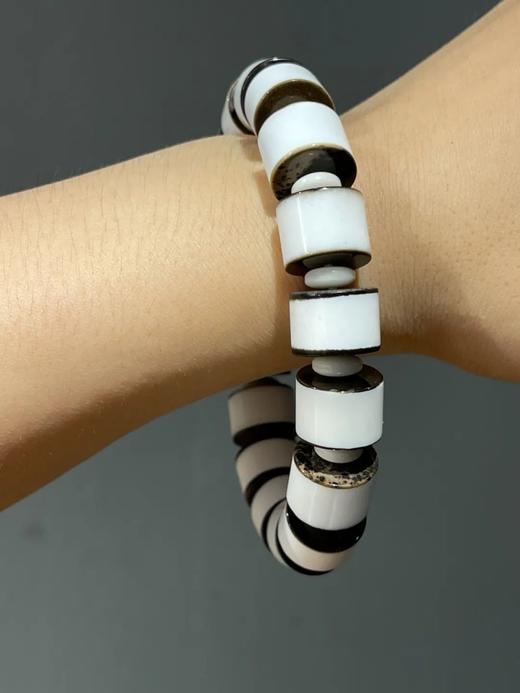 天然黑边白玛瑙剁珠手链，顺丰包邮 商品图5