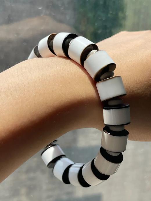 天然黑边白玛瑙剁珠手链，顺丰包邮 商品图3