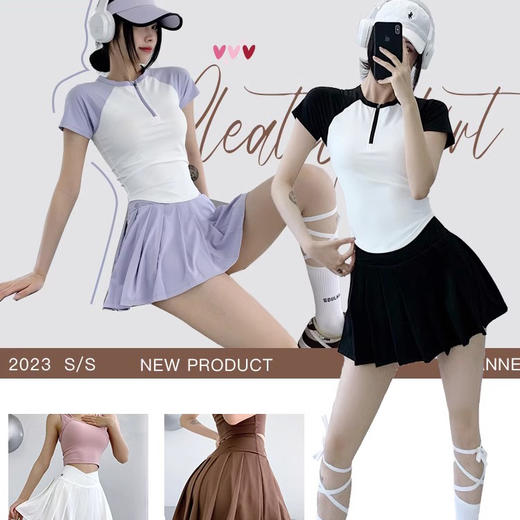 【限时秒】YOGACODE【火树银花系列】2024 假两件百褶瑜伽裙女防走光羽毛球网球裙 DSJ468 商品图0