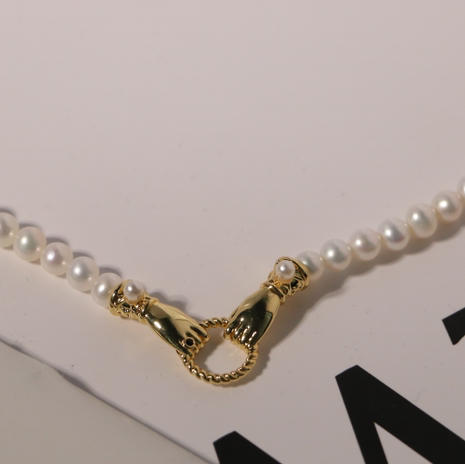 玫瑰刘亦菲同款“手手”项链 选用上档次的近圆珠，无暇级别强光，整体质感很棒，4-5mm 商品图2