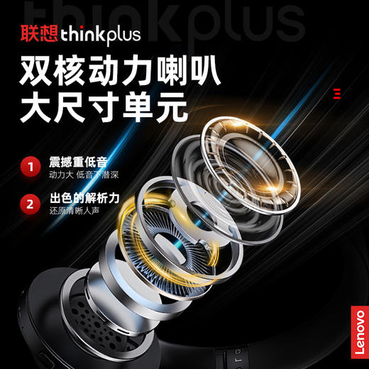 联想lenovo thinkplus头戴式蓝牙耳机 黑色TH10B 耳麦 商品图4