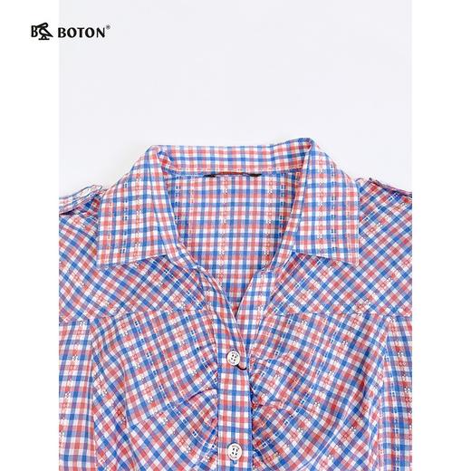 【第2件半价！尾货清仓不退换】波顿红粉格修身短袖衬衫女士衬衣LS717214 商品图2