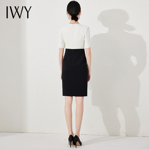 IWY/夏季短袖连衣裙女时尚气质假两件职业裙修身显瘦通勤裙子夏24Q509 商品图3