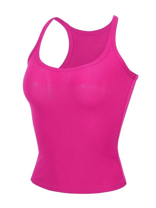 跃牌【周游世界系列】显瘦运动背心女螺纹高弹透气健身上衣工字美背修身瑜伽服 TP0686（无胸垫） 商品图3