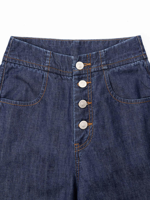 COCO ZONE 2024"薄牛“夏季时尚单排扣设计牛仔裤气质百搭长裤CC1B0735 商品图4