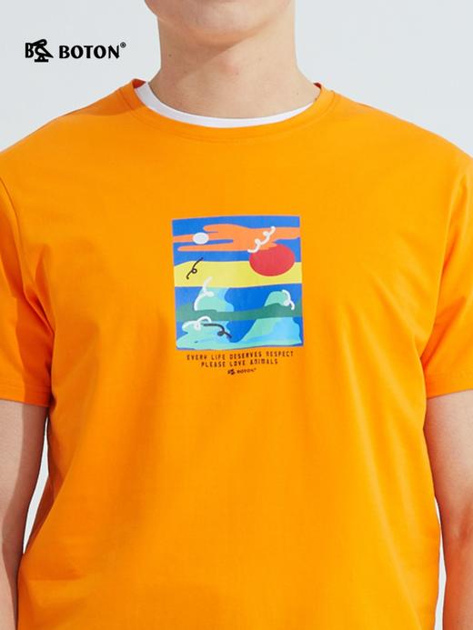 【第2件半价！尾货清仓不退换】波顿短袖T恤男夏季圆领套头个性印花图案半袖纯色上衣潮MT881221 商品图3