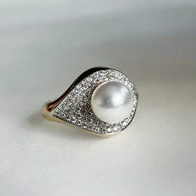 CLASSIC系列 14K镶钻石和AKOYA珍珠 戒指