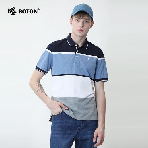 Boton_波顿夏季男士花纱纯棉翻领条纹短袖polo衫青春运动t恤衬衣MT867220 商品图1