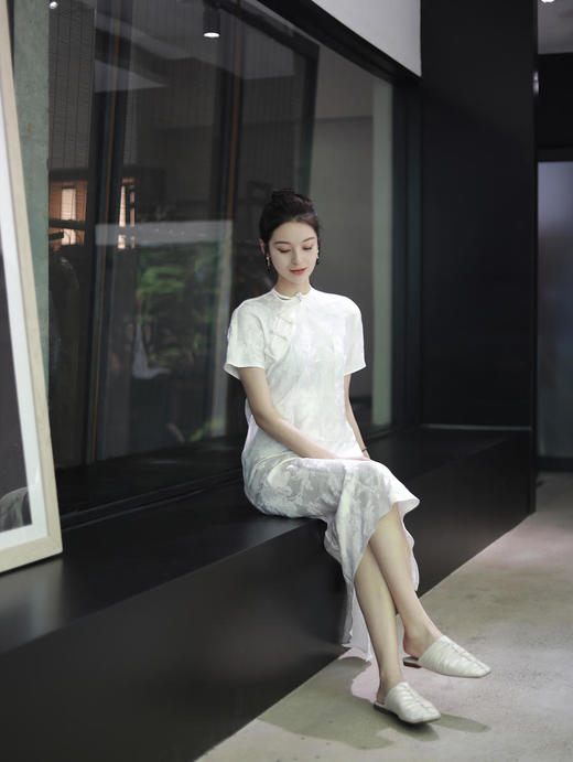 微瑕秒杀| 盛唐牡丹 |花篮硕果丝麻短袖旗袍裙[特价品]](特殊商品不退不换) 商品图2