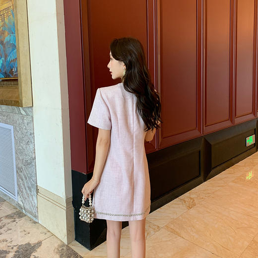 [奢姿轻奢系列]气质小香风连衣裙大码女装夏季新款胖妹妹钻链裙子8942826447【1】 商品图3