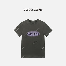 COCO ZONE “灰紫”时尚字母短袖T恤百搭圆领休闲上衣CC2B1182