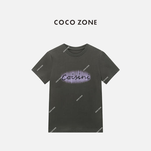 COCO ZONE “灰紫”时尚字母短袖T恤百搭圆领休闲上衣CC2B1182 商品图0