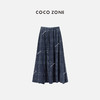 COCO ZONE "繁星半裙“棉麻混纺高级感格纹A字半身裙气质松紧腰中长裙CC1B0919 商品缩略图0