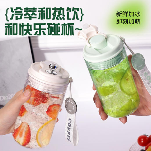 清凉夏日 快乐碰杯【水杯高颜值ins风咖啡杯】儿童学生女生简约大容量便携防摔塑料杯  商品图0