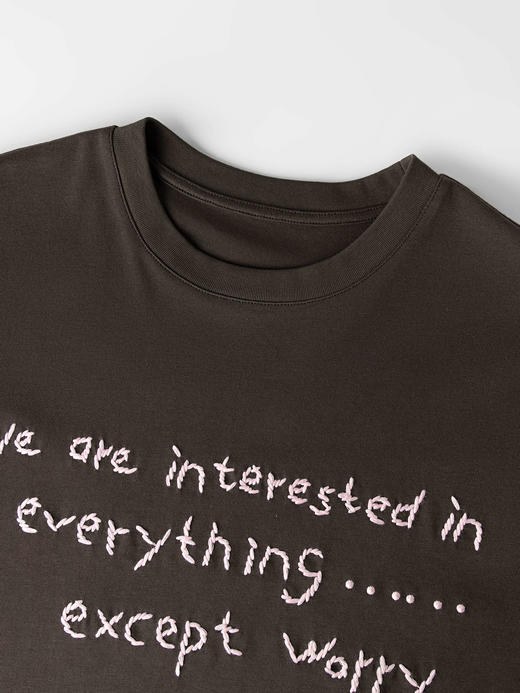 COCO ZONE 夏季字母刺绣短袖T百搭圆领别致上衣CC2B1191 商品图4